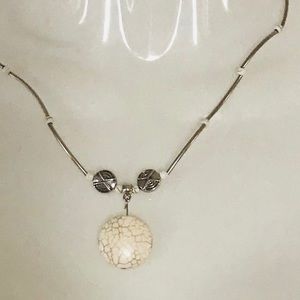 Necklace with Round Pendant Semiprecious Stone